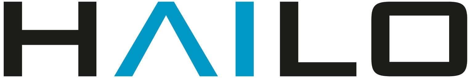 The image shows the word "HAILO" in black capital letters, with the "A" in blue, symbolizing their focus on low latency technology.
